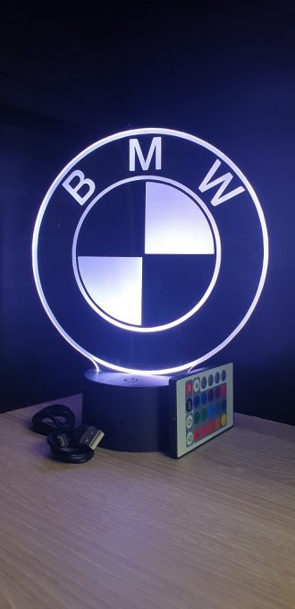 Lampe led 3D logo BMW, Moto, veilleuse, chevet, néon, bureau, lumière 