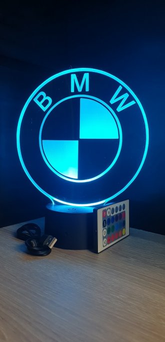 Lampe led 3D logo BMW, Moto, veilleuse, chevet, néon, bureau, lumière 