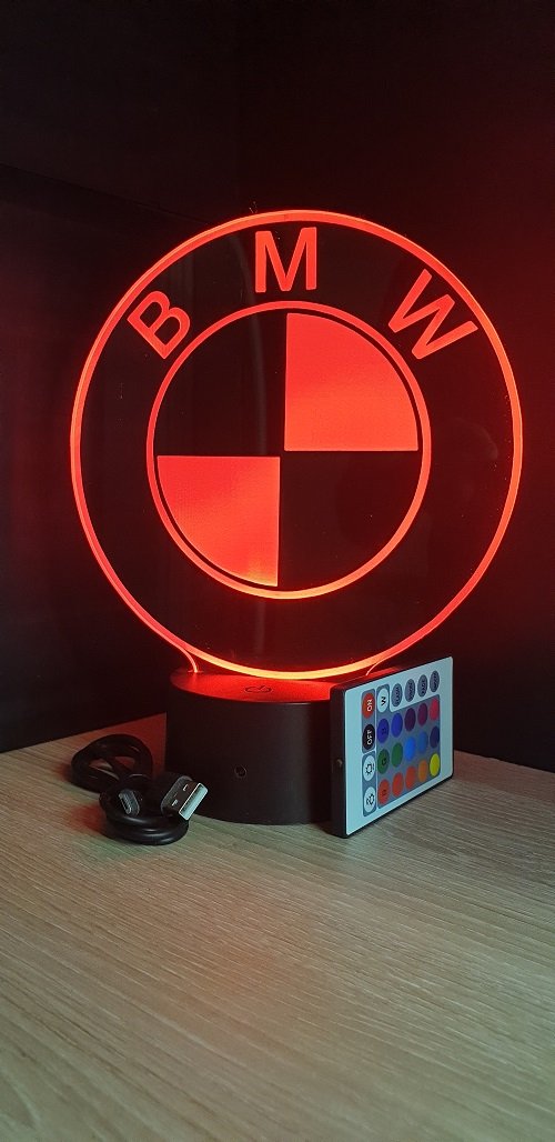 Grav'stylé: Lampe led 3D logo BMW, Moto, veilleuse, chevet, néon