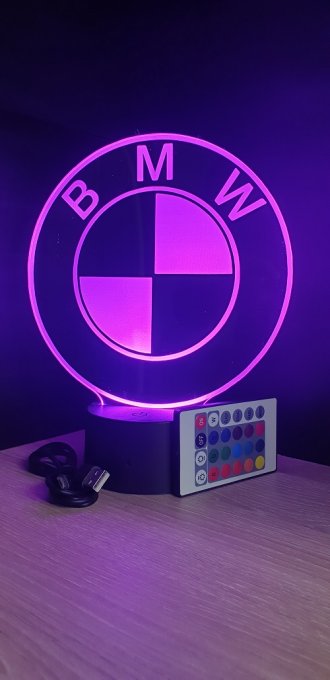 Lampe led 3D logo BMW, Moto, veilleuse, chevet, néon, bureau, lumière 