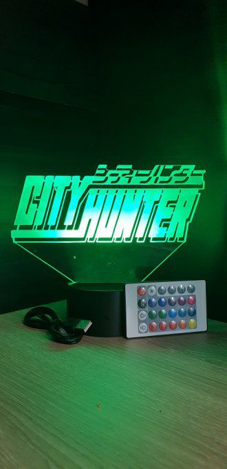 Lampe led 3D Logo City hunter, veilleuse, idée cadeau, manga, animés, scan, déco, illusion, chevet