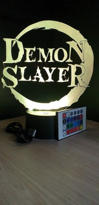 Lampe led 3D Logo Demon Slayer, manga ,veilleuse, idée cadeau, dessin animé , déco, illusion, chevet