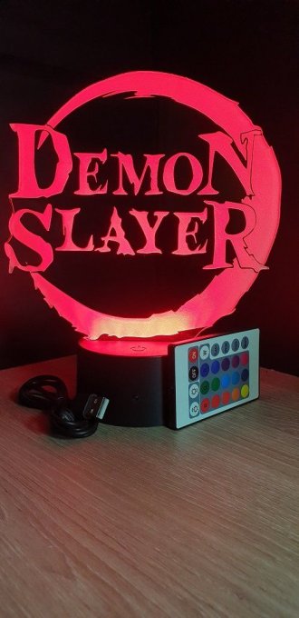 Lampe led 3D Logo Demon Slayer, manga ,veilleuse, idée cadeau, dessin animé , déco, illusion, chevet