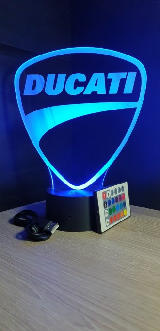 Lampe led 3D Logo Ducati, bikers, Moto, veilleuse, chevet, néon