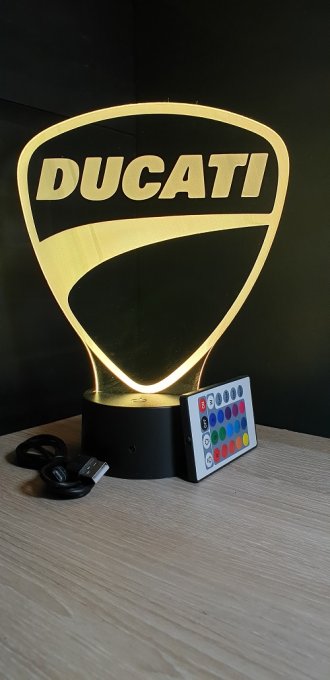 Lampe led 3D Logo Ducati, bikers, Moto, veilleuse, chevet, néon
