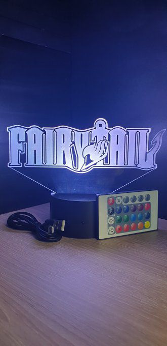 Lampe led 3D Logo Fairy Tail, manga, veilleuse, idée cadeau, dessin animé, déco, illusion, chevet
