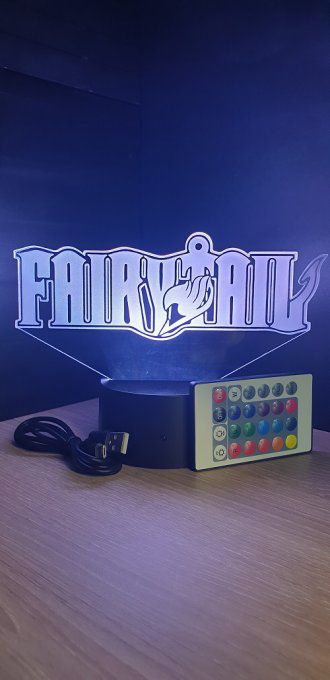 Lampe led 3D Logo Fairy Tail, manga, veilleuse, déco, illusion, chevet