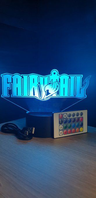 Lampe led 3D Logo Fairy Tail, manga, veilleuse, idée cadeau, dessin animé, déco, illusion, chevet
