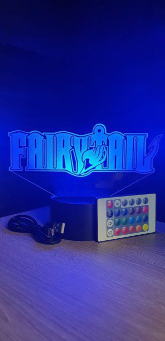 Lampe led 3D Logo Fairy Tail, manga, veilleuse, déco, illusion, chevet