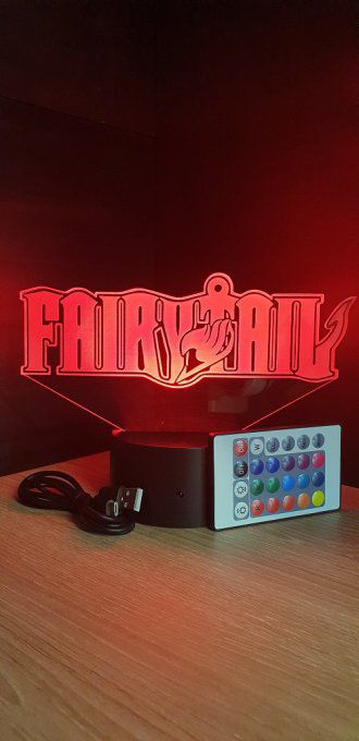 Lampe led 3D Logo Fairy Tail, manga, veilleuse, déco, illusion, chevet