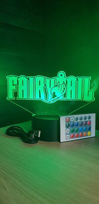 Lampe led 3D Logo Fairy Tail, manga, veilleuse, idée cadeau, dessin animé, déco, illusion, chevet