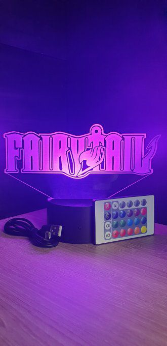 Lampe led 3D Logo Fairy Tail, manga, veilleuse, déco, illusion, chevet