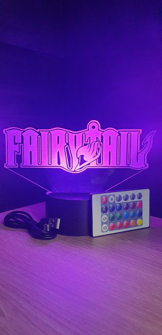 Lampe led 3D Logo Fairy Tail, manga, veilleuse, idée cadeau, dessin animé, déco, illusion, chevet