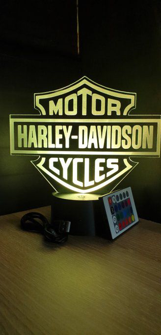Lampe led 3D Logo Harley Davidson, Moto, marque, néon, déco, illusion
