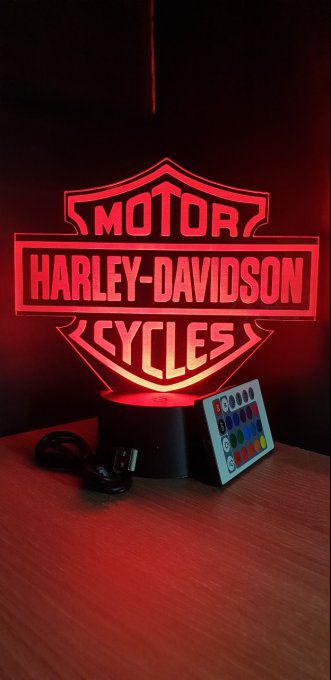 Lampe led 3D Logo Harley Davidson, Moto, marque, néon, déco, illusion