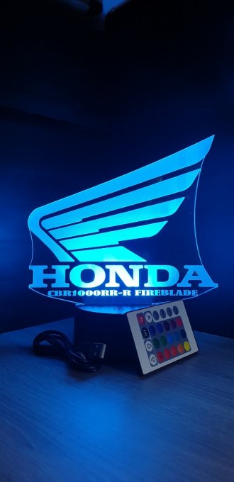 Lampe led 3D Logo Honda, bikers, Moto, veilleuse, chevet, néon, idée cadeau, déco, illusion, chevet