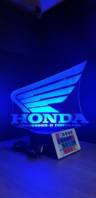 Lampe led 3D Logo Honda, bikers, Moto, veilleuse, chevet, néon