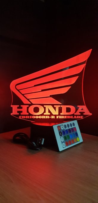 Lampe led 3D Logo Honda, bikers, Moto, veilleuse, chevet, néon