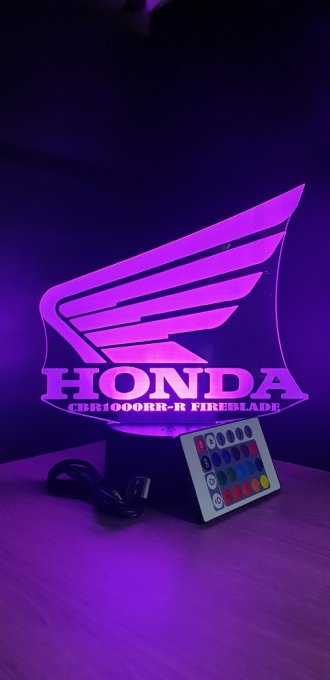 Lampe led 3D Logo Honda, bikers, Moto, veilleuse, chevet, néon, idée cadeau, déco, illusion, chevet