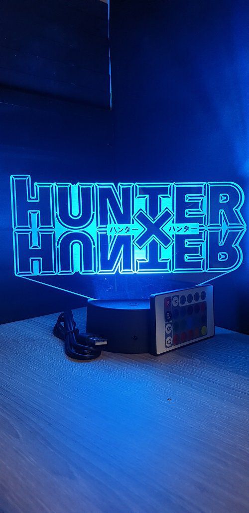 Lampe led 3D logo hunter x hunter, manga ,veilleuse, lampe de chevet, déco, illusion, lumière