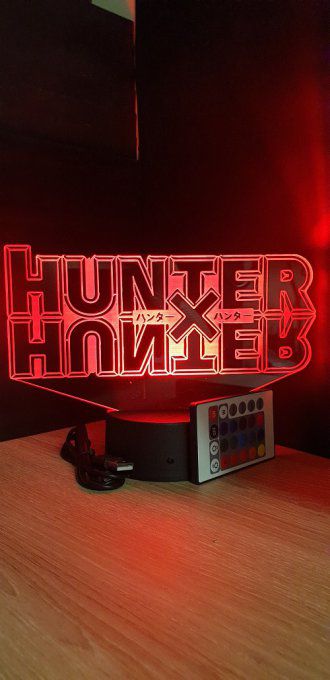 Lampe led 3D logo hunter x hunter, manga ,veilleuse, lampe de chevet, déco, illusion, lumière