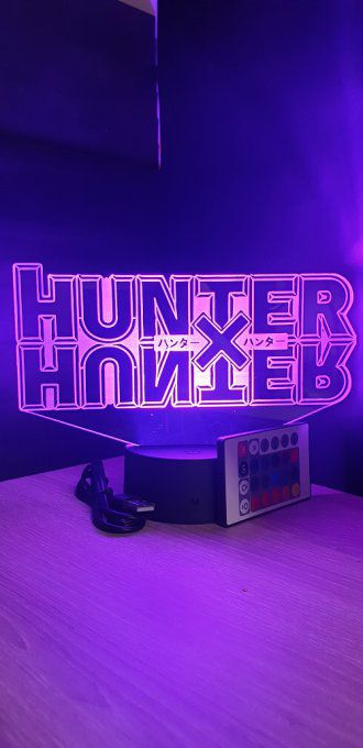 Lampe led 3D logo hunter x hunter, manga ,veilleuse, lampe de chevet, déco, illusion, lumière