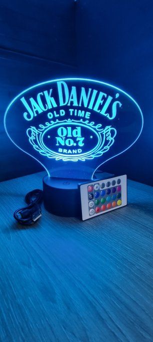 Lampe led 3D Logo Jack Daniel's, Whisky, marque, néon, déco, illusion