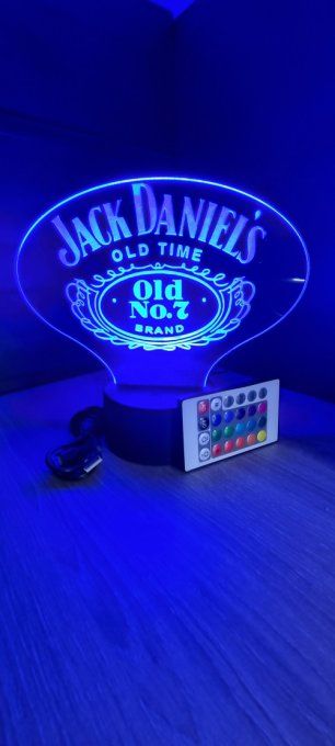 Lampe led 3D Logo Jack Daniel's, Whisky, marque, néon, déco, illusion