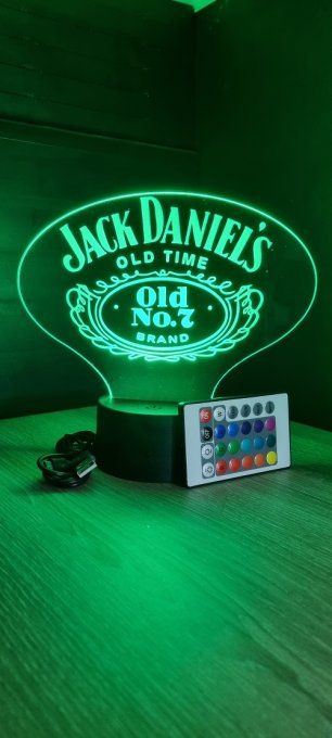 Lampe led 3D Logo Jack Daniel's, Whisky, marque, néon, déco, illusion