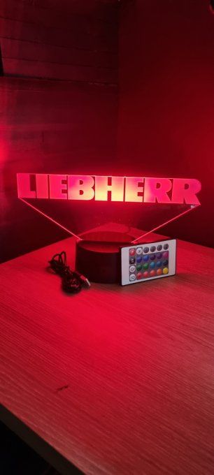 Lampe led 3D Liebherr, Grue, Chantier, bâtiment, veilleuse, chevet, néon, cadeau, déco, illusion