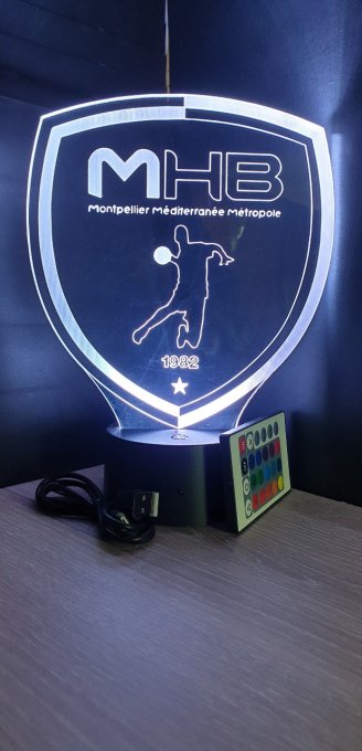 Lampe led 3D Montpellier Handball, veilleuse, déco, illusion, chevet