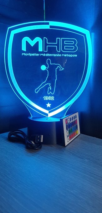 Lampe led 3D Montpellier Handball, veilleuse, déco, illusion, chevet