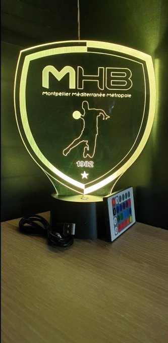 Lampe led 3D Montpellier Handball, veilleuse, déco, illusion, chevet