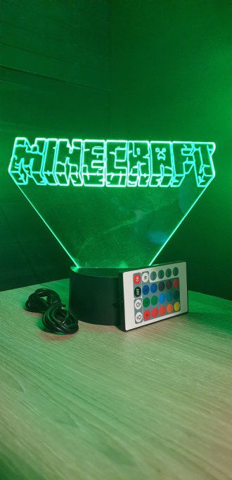 Lampe led 3D Logo Minecraft, veilleuse, geek, cadeau, jeux video