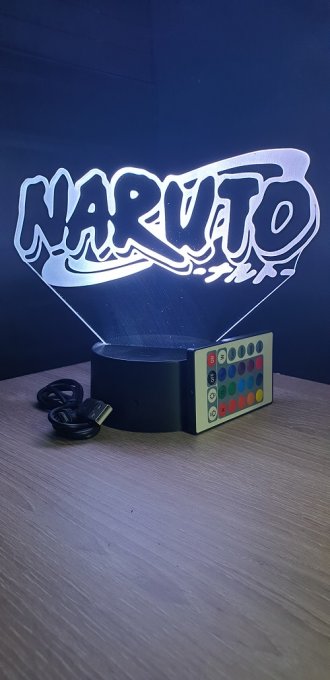 Lampe led 3D Logo Naruto, manga ,veilleuse, lampe de chevet, déco, illusion, bureau, lumière
