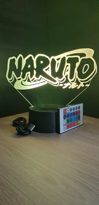 Lampe led 3D Logo Naruto, manga ,veilleuse, lampe de chevet, déco, illusion, bureau, lumière