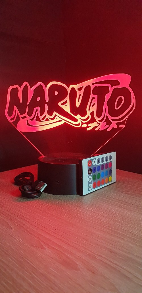 Lampe led 3D Logo Naruto, manga ,veilleuse, déco, illusion, bureau