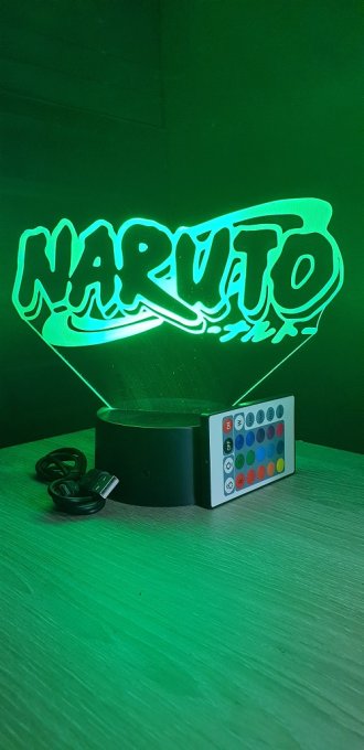 Lampe led 3D Logo Naruto, manga ,veilleuse, lampe de chevet, déco, illusion, bureau, lumière
