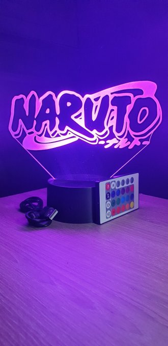 Lampe led 3D Logo Naruto, manga ,veilleuse, lampe de chevet, déco, illusion, bureau, lumière