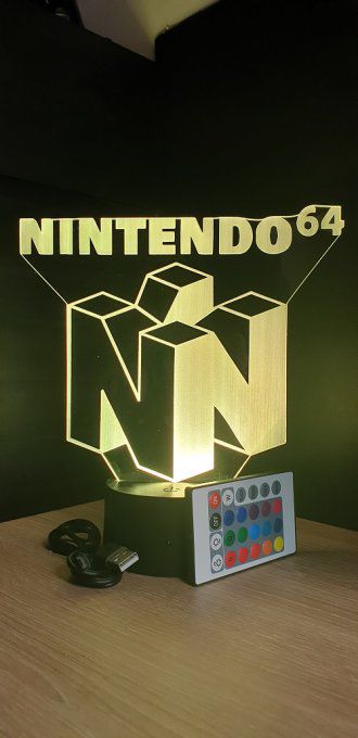Lampe led 3D Logo Nintendo 64, veilleuse, console, jeux vidéo, geek