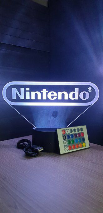 Lampe led 3D Logo Nintendo, veilleuse, idée cadeau, jeux video, geek, déco, illusion, chevet