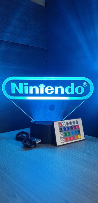 Lampe led 3D Logo Nintendo, veilleuse, idée cadeau, jeux video, geek, déco, illusion, chevet