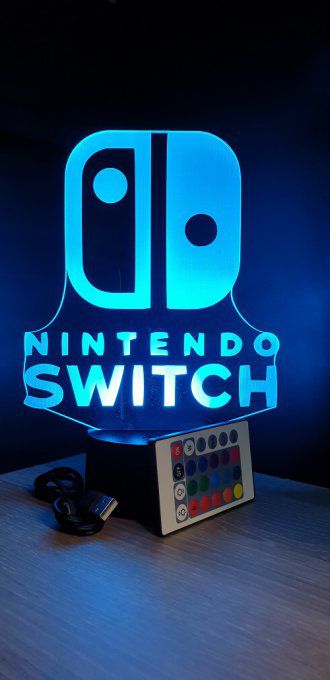 Lampe led 3D Logo Nintendo switch, veilleuse, idée cadeau, jeux video, geek, déco, illusion