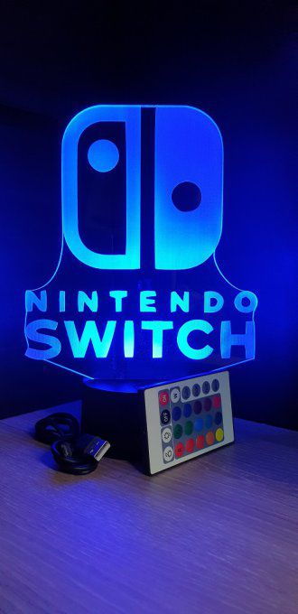 Lampe led 3D Logo Nintendo switch, veilleuse, idée cadeau, jeux video, geek, déco, illusion