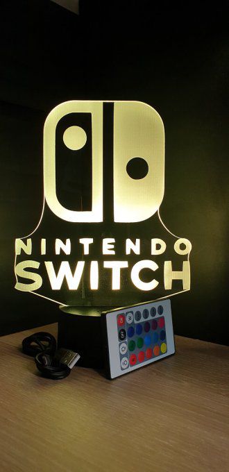 Lampe led 3D Logo Nintendo switch, veilleuse, idée cadeau, jeux video, geek, déco, illusion