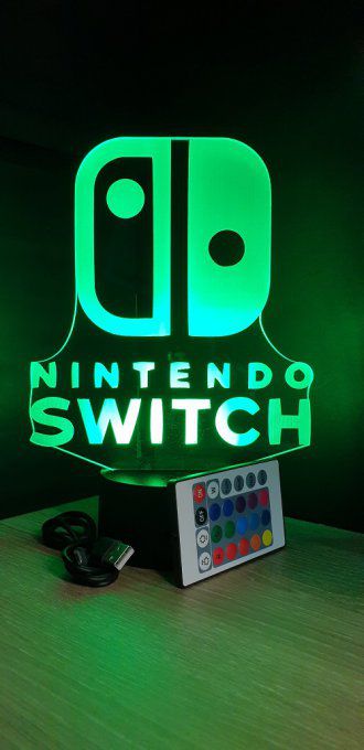 Lampe led 3D Logo Nintendo switch, veilleuse, idée cadeau, jeux video, geek, déco, illusion