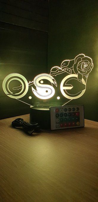 Lampe led 3D , Logo O.S.E, manga, Français ,veilleuse, chevet, déco, illusion, bureau, lumière 
