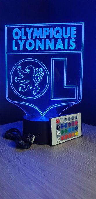 Lampe led 3D OL, sport, football, ligue 1, décoration, illusion 