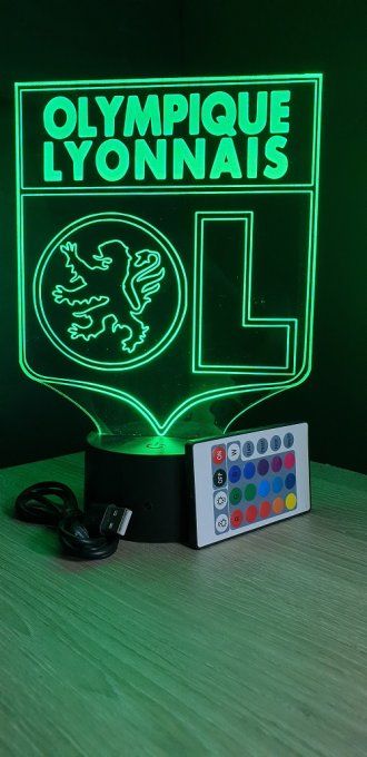 Lampe led 3D OL, sport, football, ligue 1, décoration, illusion 