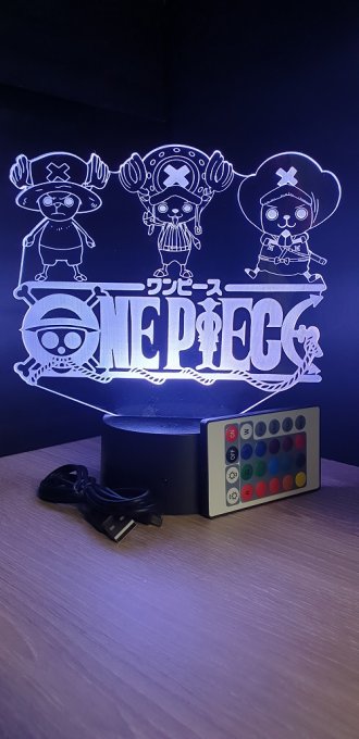 Lampe led 3D Logo One Piece Chopper, manga ,veilleuse, idée cadeau, dessin animé , déco, illusion